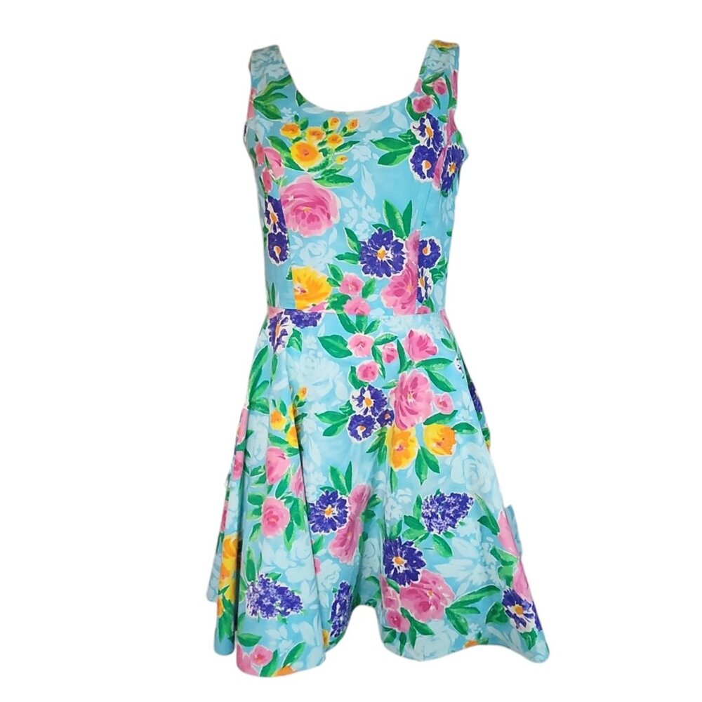 Steppin Out Dress Womens Size M Medium Floral Tulle‎ Vintage Part Sleeveless Zip